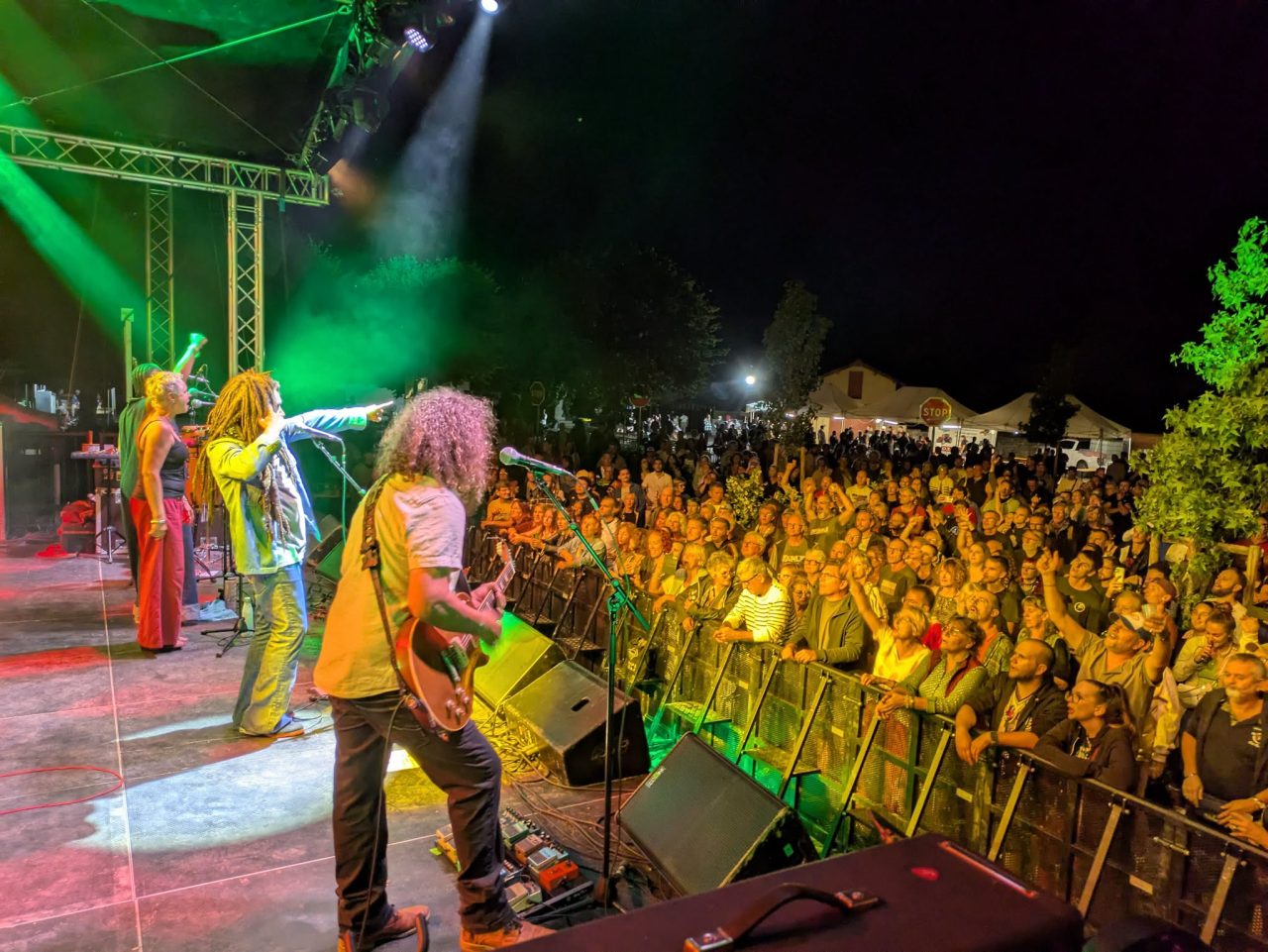 Guitariste de Kingston Calling au bord de la scène, devant le public d’un festival, tournée 2026